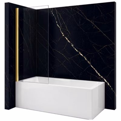 Silla Pare-baignoire ASTON, fixe, 80×150 cm, Doré brossé