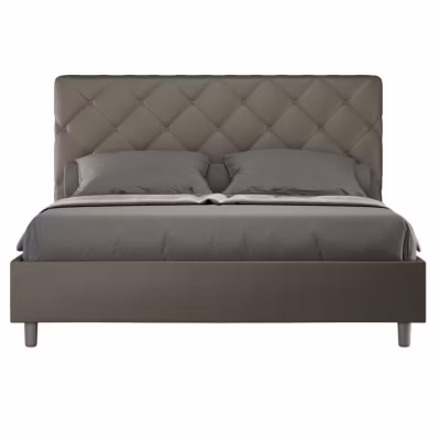 Lit en simili cuir Priya cappuccino avec sommier rembourré 140×200