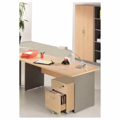 Pack Bureau + Caisson + Armoire Hêtre Alu – L 140 x l 80 x H 72 cm