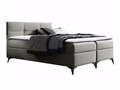 Lit continental Baltimore 134, Double, Gris, Faux cuir, Disponible