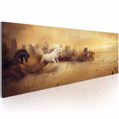Tableau City of stallions 135×45 cm