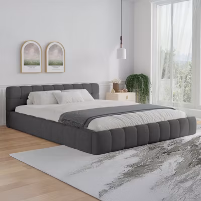Lit nuage 160x200cm en velours gris – KANSAS