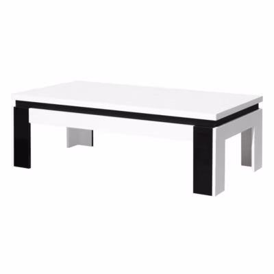 Table basse LINA blanche et noire brillante  125 x 42 x 65 cm