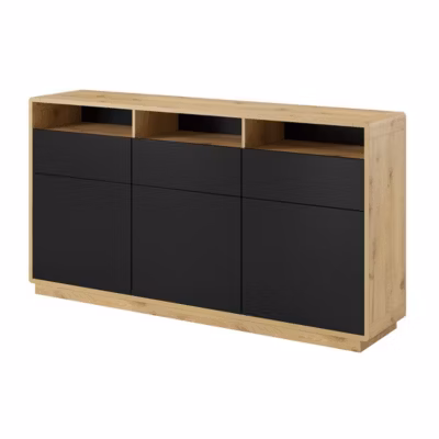 Buffet 180cm collection VILLA. Couleur chene et noir