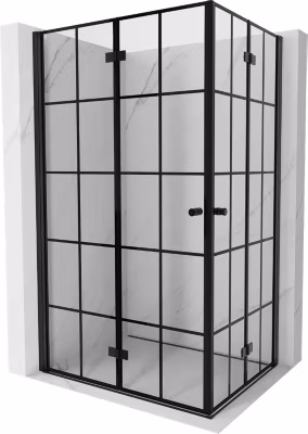 Mexen Mist-F Duo cabine de douche pliante gauche 95 x 80 cm, grille noire, noir – 8A6-095L-080P-70-77