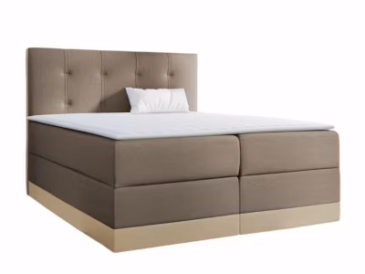 Lit continental Baltimore 139, Double, Marron, Tissu, Disponible