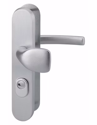Ensemble de poignées de sécurité palière pour porte d&rsquo;entrée, béquille et aileron , entr&rsquo;axes 216mm, anodisé argent – THIRARD