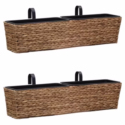 Jardinières – vidaXL – Jacinthe d&rsquo;eau – 2 pcs – Noir – Rectangulaire – 80x20x18 cm