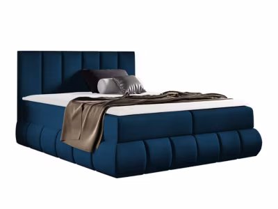 Lit continental Baltimore 152, Double, Bleu, Tissu, Disponible