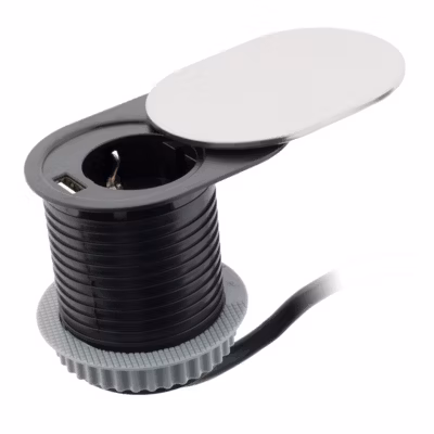 Prise encastrable Schuko + USB A + couvercle Otio