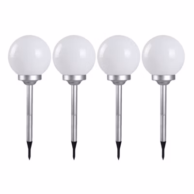 Lot 4 Boule lumineuse solaire pour jardin, lampe LED de jardin borne solaire éclairage solaire d&rsquo;extérieur – Diamètre 20 x H 53 cm