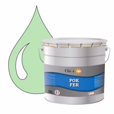 Peinture fer antirouille – Laque extérieure Semi-Brillante POK FER – 10L – RAL 6019 – Vert Blanc
