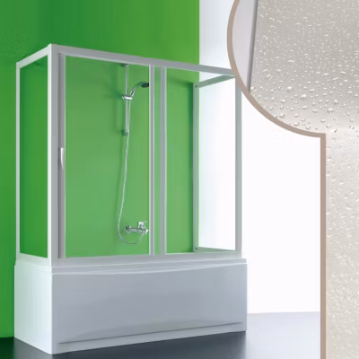 Cabine douche 3 côtés  Pare-Baignoire 70x150x70 CM en acrylique mod. Plutone avec ouverture laterale