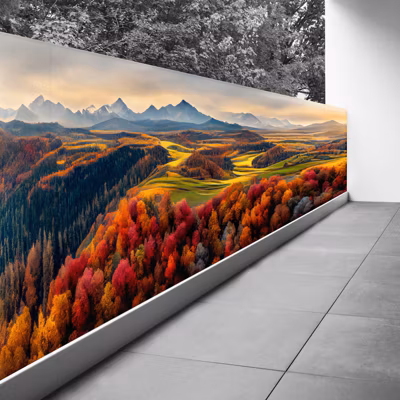 Brise vue Trompe l&rsquo;oeil – 100×277 cm – Paysage montagnes 3617689696935