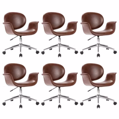 Chaises pivotantes à manger lot de 6 marron similicuir – Prolenta Premium