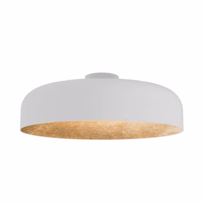 LUMICOM – TUZZI Plafonnier, 1xE27, max 42W, métal, blanc mat/feuille d&rsquo;or, D.50cm