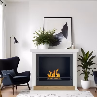 Cheminée bio – Stockholm – Bois blanc – L75xP24xH68 cm – Design moderne et élégant