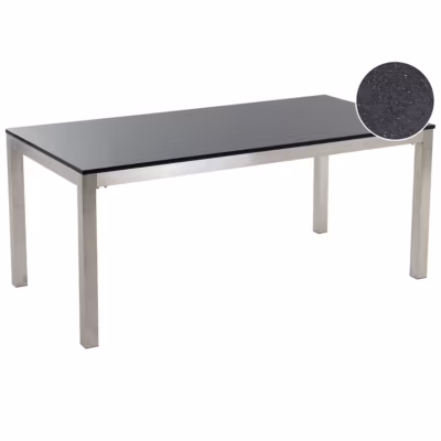 Table de salle à manger de jardin GROSSETO 180 cm 90 cm Poli Granit Noir