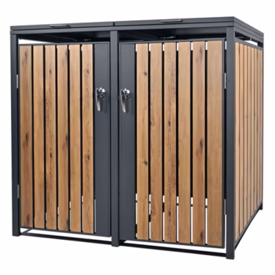 Abri pour 2 poubelles ML-Design 132x80x116,3 cm 240L anthracite/aspect chêne couvercle/2 portes
