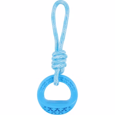 Anneau rond en TPR et corde 25 cm, bleu Samba, Jeux pour chien