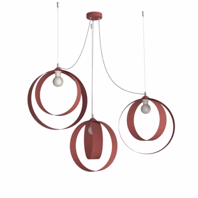 LUMICOM – SHELL Suspension, 3X E27, max 42W, métal, rouge cowhide, D.40