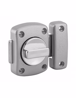 Verrou à bouton Alouette pour porte intérieure, 40mm, acier, époxy argent – THIRARD