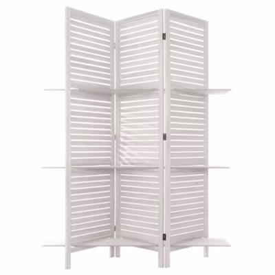 Paravent blanc 3 étagères – L. 120 x l. 26 x H. 170 cm