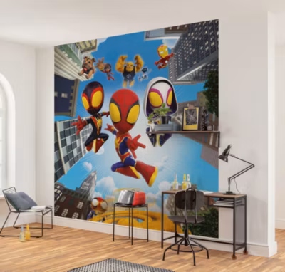 Papier peint panoramique sur intissée de Komar – Marvel Spidey and His Amazing Friends Web Spinners – Taille: 250 x 250 cm