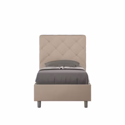 Lit en simili cuir gris tourterelle Priya avec sommier tapissé 80×200