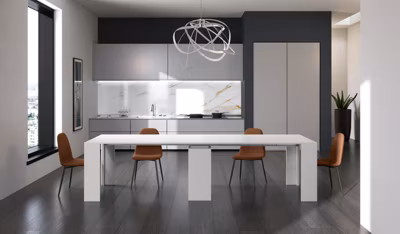 Pinocchio Console extensible (42,5/302,5×90 cm) en MDF laqué blanc