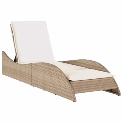Chaise longue avec coussin beige 60x205x73 cm résine tressée vidaXL