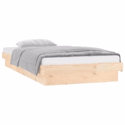 Lit simple, Lit adulte, Cadre de lit à LED sans matelas bois massif