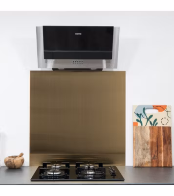 Crédence – Fond de hotte – Inox Brossé Laiton – H300mm x L600mm de 0,8mm
