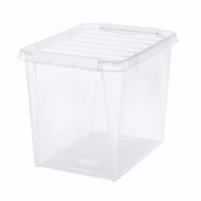 Boîte de rangement transparente 52 litres – Clips Blancs