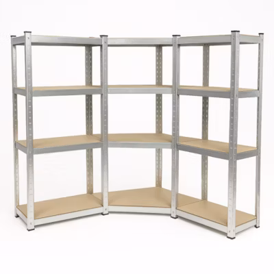 Etagère rangement d&rsquo;angle charges lourdes 1560 kg max L.140 x P.30 x H.150 – EURO VANADIUM – 12 plateaux