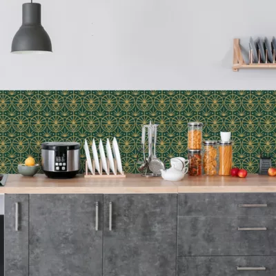Crédence adhésive motifs déco design verte 60×200 cm