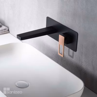 Mitigeur de Lavabo Encastré Anti-Calcaire Noir Mat et Or Rose Cuivré IMEX SUECIA BDC032-4NOR