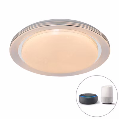 Plafonnier intelligent blanc 48 cm avec LED et variateur RGB – Jochem