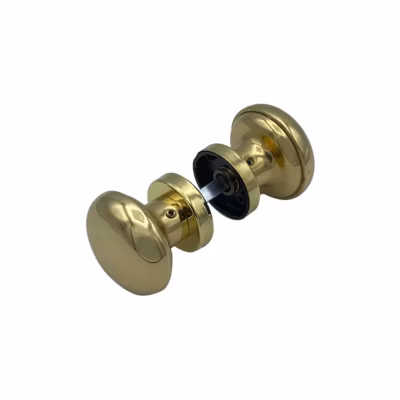 Poignée bouton de Porte en laiton D60 mm – couple complet –  Laiton poli