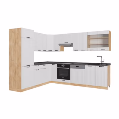 Vicco Cuisine en angle Blanc campagne 287x46cm sans PT