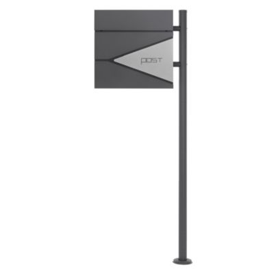 Boîte aux lettres sur une pied boîte postale en acier anthracite/argent moderne
