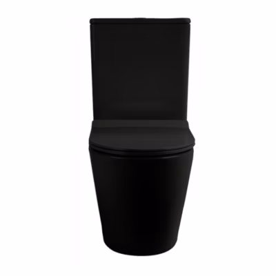 WC à poser sans bride en céramique avec abattant SoftClose + réservoir de chasse, alimentation latérale, noir (CEPX030RREXVPBKM)