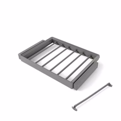 Emuca Kit de porte-pantalon à 7tringles et rack ajustable Quartz pour armoires, glissières extension totale et à fermeture douce,