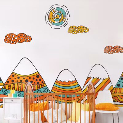 Stickers enfant montagnes scandinaves ashoka 120 x 180 cm